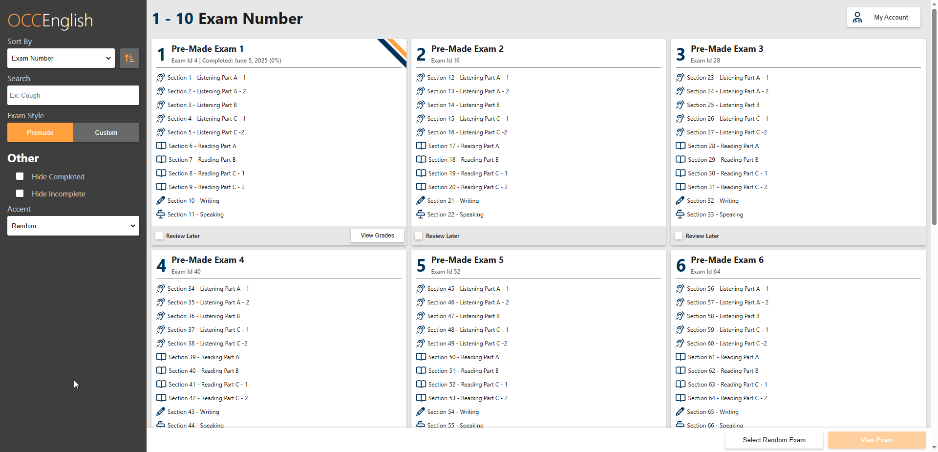 The CCS Cases OSCE student exam portal, showing the exam break screen with the university introduction, logo, and background image.