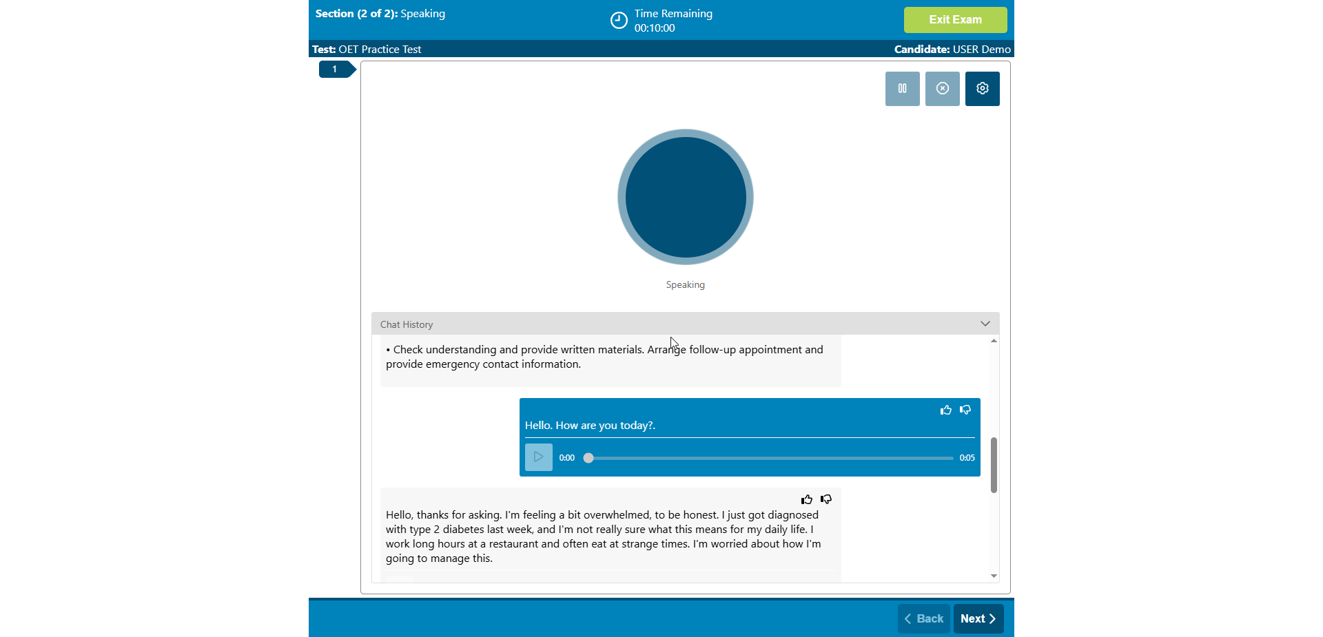 The exam creation page in the CCS Cases OSCE admin portal, showing the list of cases and categories available to add to the exam.